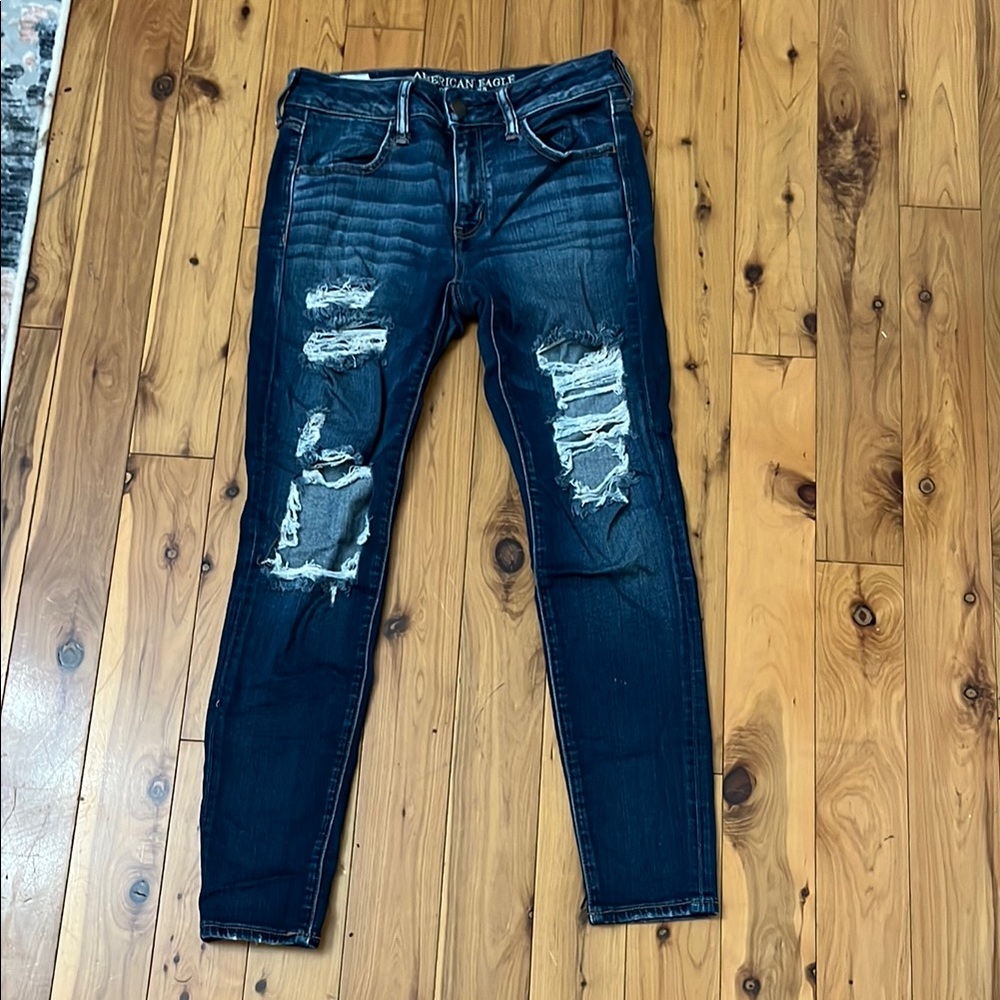 Distressed Blue Jeans